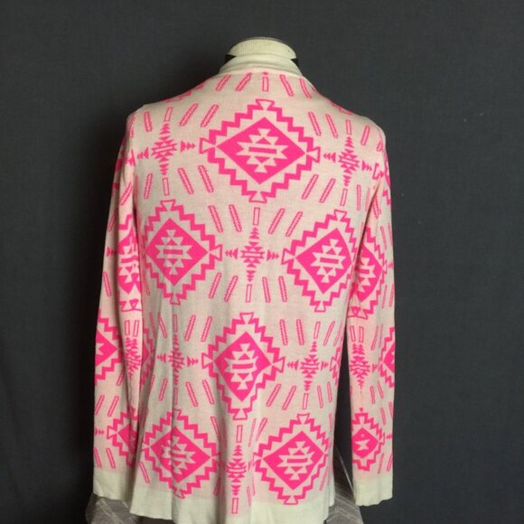 T/O Cardigain Sweater Aztec Pattern Hot Pink Medium 80's - Picture 10 of 11
